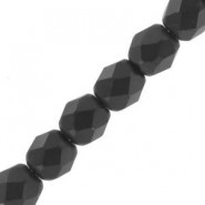 Czech Fire polished faceted glass beads 3mm Jet matted